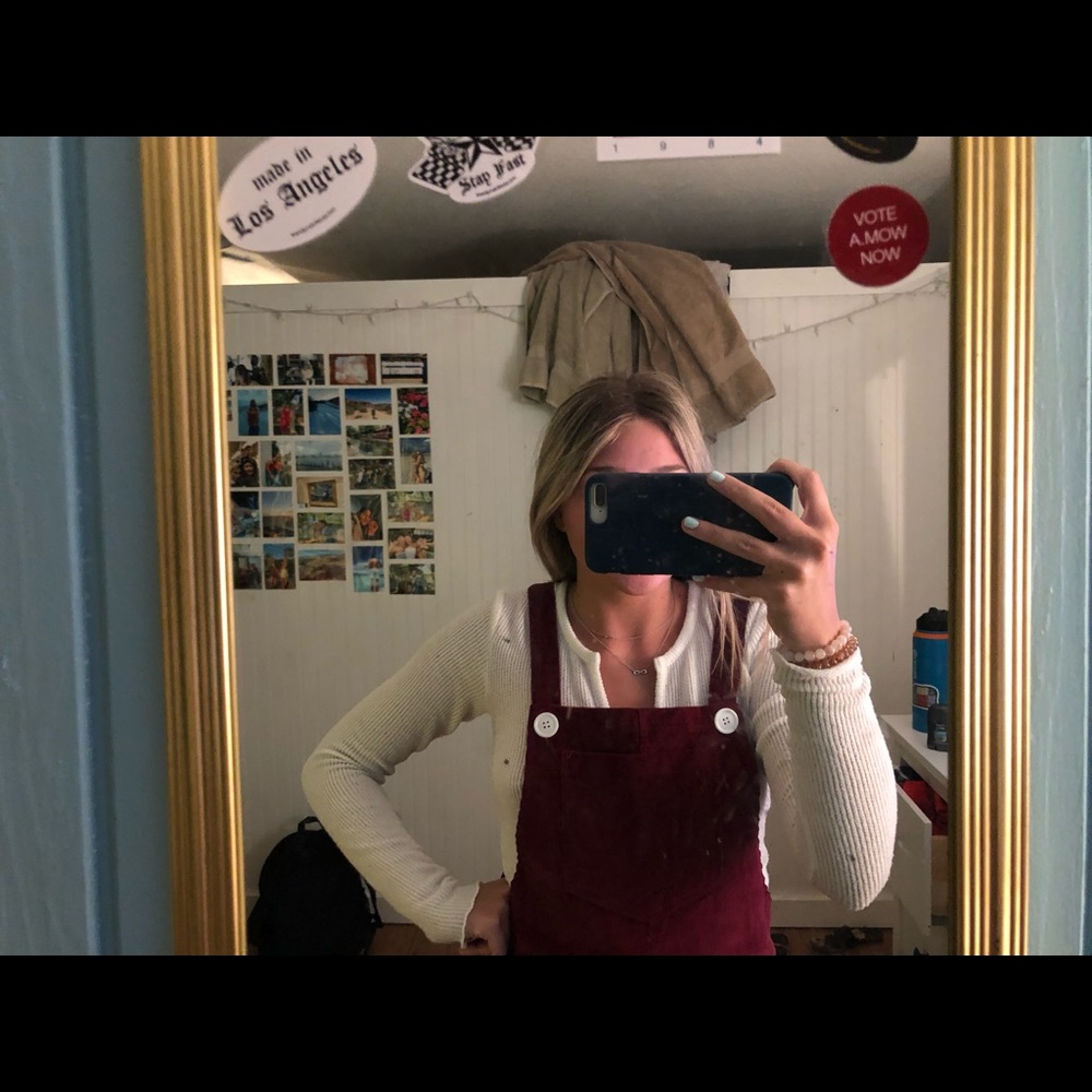 Maroon overall dress